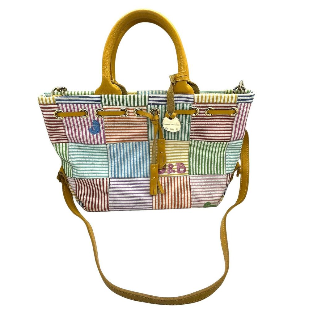 Dooney & Bourke Handbag Purse Womens Multicolor Stripe Colorblock Shoulder Vtg